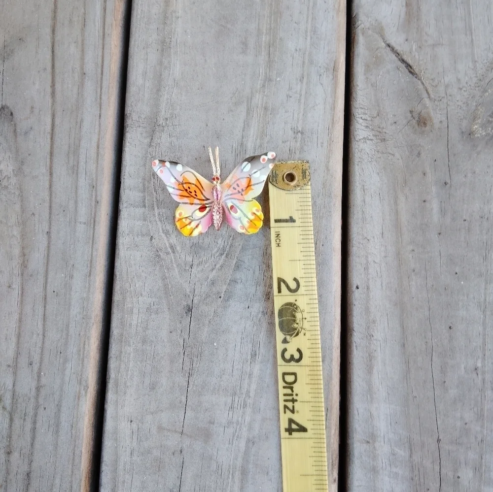 Women's Hand Painted Vintage Butterfly Brooch Made in Korea - Picture 9 of 9